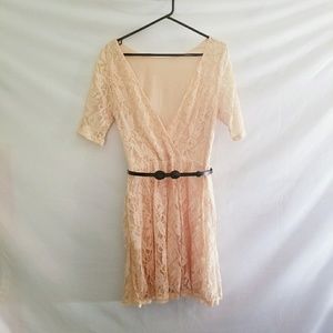 Floral Lace Dress with Belt